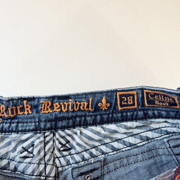 Rock Revival Celine Boot Medium Wash Denim Jean Shorts - Size 28 - Picture 5 of 9